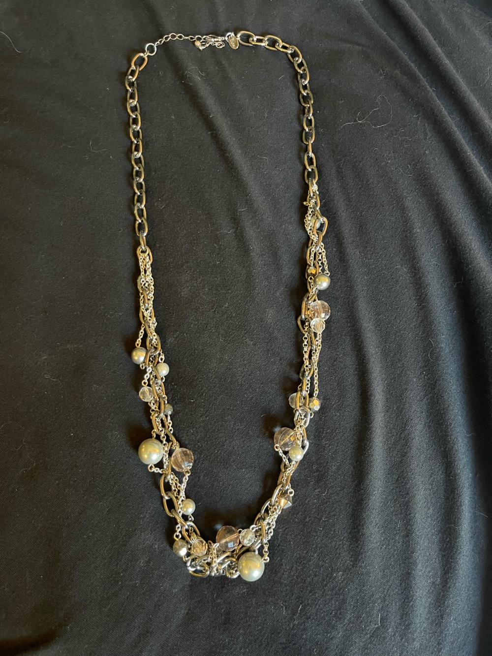 Lia Sophia Gold-Tone Layered Necklace with Pearl and Clear Beads